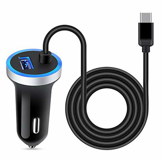 Picture of USB C Car Charger, 3.4A Fast Charging Car Adapter+3ft Type C Cable for Samsung Galaxy S21 S20 S10 Note 20 10 A10E A20 A50 A51 A01 A71 A11, LG Stylo 6/5/4 G8 G7 V60 ThinQ Moto G8 G7 Google Pixel 4 3a