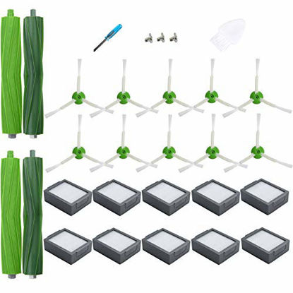 Picture of LOVECO Replacement Parts Kit Compatible for iRobot Roomba E Series E5 E6 i Series i3 i3+ i4 i4+ i6 i6+ i7 i7+ i8 Plus,2 Set Multi-Surface Rubber Brush,10 High-Efficiency Filter,10 Edge-Sweeping Brush