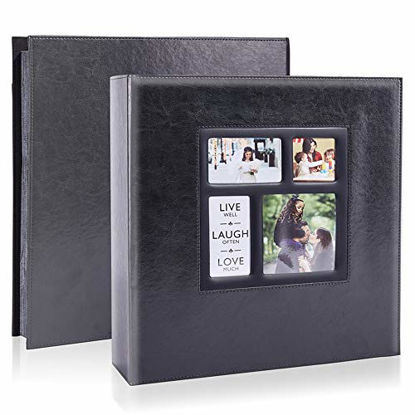 Picture of Photo Picutre Album 4x6 500 Photos, Extra Large Capacity Leather Cover Wedding Family Photo Albums Holds 500 Horizontal and Vertical 4x6 Photos with Black Pages (Black)