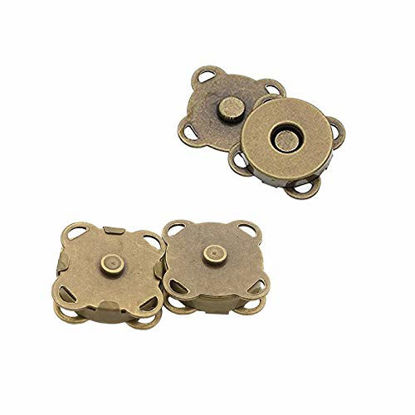 Picture of Chris.W 10 Sets 18mm Sew in Magnetic Plum Blossom Bag Button, Snaps, Clasps, Great for Purses Bags Clothes(Bronze)