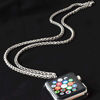 Picture of Stainless Steel Chain Necklace Pendant Compatible with Apple Watch 42mm Series 3 2 1 / 44mm Series 5 4 New Smartwatch Polished Silver Metal Neckband Replacement Accessories Wearable Wheat Chain