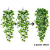 Picture of CEWOR 2pcs Artificial Hanging Plants 3.6ft Fake Ivy Vine Fake Ivy Leaves for Wall House Room Patio Indoor Outdoor Decor (No Baskets)