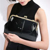 Picture of Vintage Kiss Lock Handbags Shiny Patent Leather Evening Shoulder Tote Bags with Chain Strap (Black)