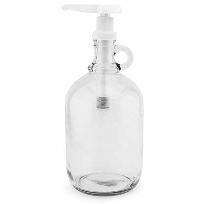 Picture of Half Gallon Glass Pump Dispenser Bottle, 64-Ounce Jug with Pump for Sauces, Syrups, Soaps and More