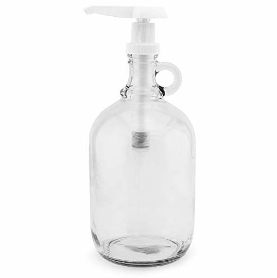 Picture of Half Gallon Glass Pump Dispenser Bottle, 64-Ounce Jug with Pump for Sauces, Syrups, Soaps and More