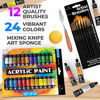 Picture of Complete Acrylic Paint Set - 24 Rich Pigment Colors - 12x Art Brushes with Bonus Paint Art Knife & Sponge - for Painting Canvas, Clay, Ceramic & Crafts, Non-Toxic & Quick Dry - for Kids & Adults