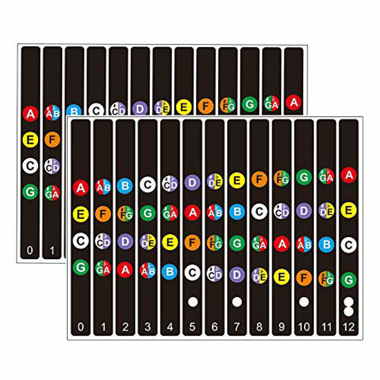 Picture of Koldot Ukulele Fretboard Stickers Chord Fret Stickers Note Sticker for Soprano, Concert & Tenor Ukulele Finger Guide for Ukulele Beginner 2PC