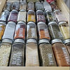 Picture of Talented Kitchen 134 Spice Jar Labels Preprinted: 134 White All Caps Spice Names + Numbers. White Letters on Clear Sticker. Spice Jars Rack Organization (134 All Caps White Spices)