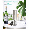 Picture of EZBASICS Electric Wine Bottle Opener kit Rechargeable Automatic Corkscrew contains Foil Cutter Vacuum Stopper and Wine Aerator Pourer with USB Charging Cable for Wine Lover 4-in-1 Gift Set, Silver