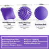 Picture of Posture Magic Massage Ball Kit for Myofascial Trigger Point Release & Deep Tissue Massage - Set of 6 - Large Foam/Small Foam/Lacrosse/Peanut/Spiky/Hand Exercise Ball (Purple)