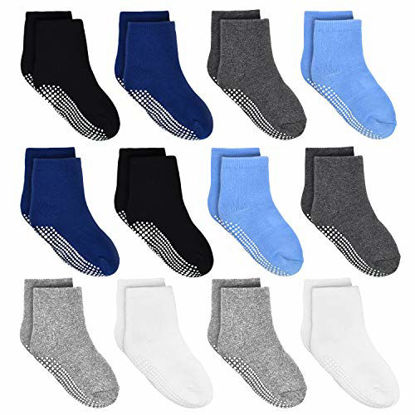 Picture of Kids Non Slip Toddler Boy Grip Socks 12 Pairs Anti Skid Sticky Socks for 3-5 Years Infants Baby Children