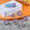 Picture of DNDND Giant DND Dice Set,7 PCS Translucent Polyhedral D&D Dice Set with Gift Metal Box for Dungeons and Dragons DND Rolling and Table Games (Translucent with Purple Number)