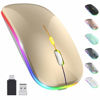 Picture of Upgrade LED Wireless Mouse, Rechargeable Slim Silent Mouse 2.4G Portable Mobile Optical Office Mouse with USB & Type-c Receiver, 3 Adjustable DPI for Notebook, PC, Laptop, Computer, Desktop (Gold)