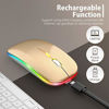 Picture of Upgrade LED Wireless Mouse, Rechargeable Slim Silent Mouse 2.4G Portable Mobile Optical Office Mouse with USB & Type-c Receiver, 3 Adjustable DPI for Notebook, PC, Laptop, Computer, Desktop (Gold)