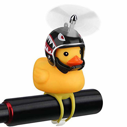 Picture of NEKRASH Duck Bike Bell, Rubber Duck Bicycle Accessories with LED Light, Cute Propeller Handlebar Bicycle Horns for Kids Toddler Children Adults Sport Outdoor