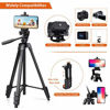 Picture of PHOPIK Lightweight Phone Tripod 55-Inch, Video Tripod with 360 Panorama and 1/4 Mounting Screw for Mirrorless/Gopro/DSLR Camera, Phone Holder for Smartphone, Max Load 6.6 Lbs, Carry Bag Inclued.