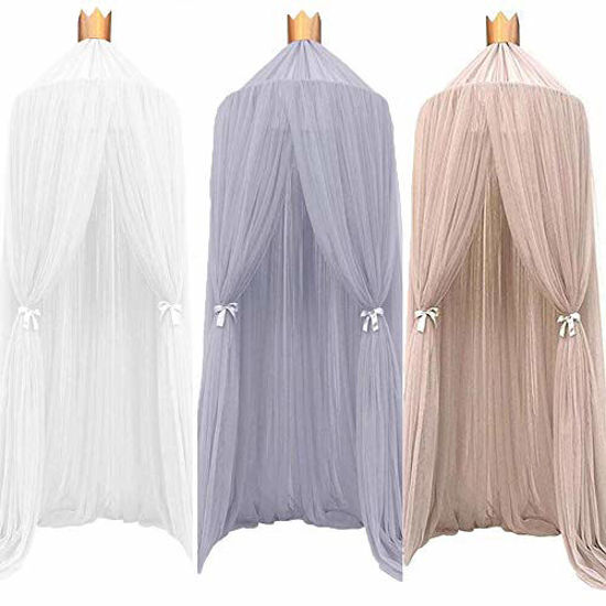 Picture of ESUPPORT Dome Princess Bed Canopy Round Lace Mosquito Net Play Tent Hanging House Decoration Lace Netting Curtains Indoor Game House for Baby Kids