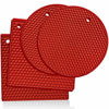 Picture of Premium Silicone Trivet Mats: 4 Multi-Purpose Heat Resistant Silicone Trivet Pads- Use as Hot Pot Holder, Oven Mitts, Non-Slip Jar Opener, Gripper Pad, Drying Mat, Coaster - Heavy-Duty (Red)