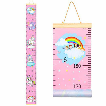 Picture of Sylfairy Growth Chart, Kids Wall Ruler Removable Height Measure Chart for Boys Girls Growth Ruler Unicorn Wall Room Decoration 79" x 7.9"Pink Unicorn)