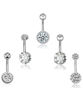 Picture of REVOLIA 5Pcs 14G Stainless Steel Belly Button Rings for Women Girls Navel Rings CZ Body Piercing S