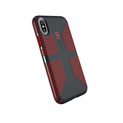 Picture of Speck Products CandyShell Grip Cell Phone Case for iPhone XS/iPhone X - Charcoal Grey/Dark Poppy Red