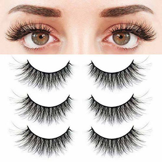 Picture of BEPHOLAN 3 Pairs False Eyelashes, Prefect 3D Effect Faux Mink Lashes, Synthetic Fiber Material Strip Fake Eyelashes, Natural Look Lashes, Reusable,100% Handmade ,XMZ24