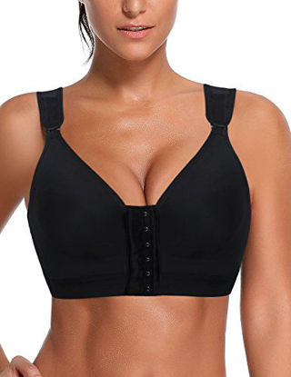 Picture of KIMIKAL Women Post-Surgery Front Closure Sports Bra (L(36B,36C,36D,38A), Black)