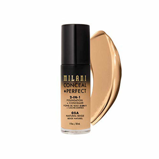 Picture of Milani Conceal + Perfect 2-in-1 Foundation + Concealer - Natural Beige (1 Fl. Oz.) Cruelty-Free Liquid Foundation - Cover Under-Eye Circles, Blemishes & Skin Discoloration for a Flawless Complexion