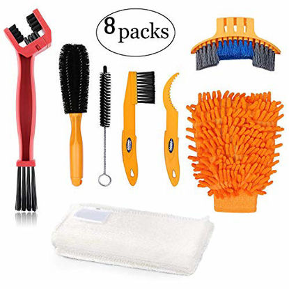 Picture of Oumers Bike Clean Brush Kit, 8pcs Motorcycle Bicycle Cleaning Tools Make Chain/Tire/Sprocket/Crank Bike Corner Stain Dirt Clean Shine. Durable/Practical