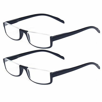 Picture of Reading glasses 2 Pair Half Moon Half Frame Readers Spring Hinge Men and Women Glasses (2 Pack Black, 2.50)