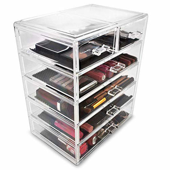 Picture of Sorbus Cosmetics Makeup and Jewelry Big Storage Case Display - Stylish Vanity, Bathroom Case (4 Large, 2 Small Drawers, Clear)