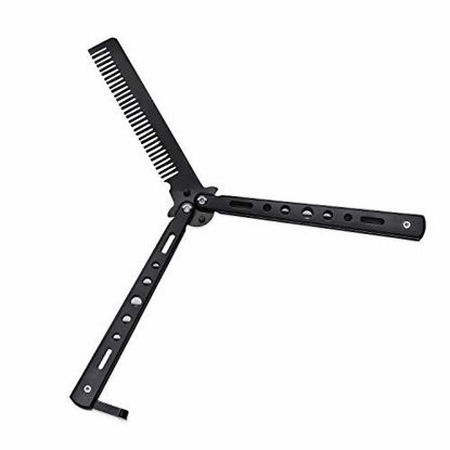 Picture of Generic New 1Pc Black Metal Practice Butterfly Comb Style Knife Trainer Tool