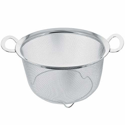 Picture of U.S. Kitchen Supply 3 Quart Stainless Steel Mesh Net Strainer Basket with a Wide Rim, Resting Feet and Handles - Colander to Strain, Rinse, Fry, Steam or Cook Vegetables & Pasta