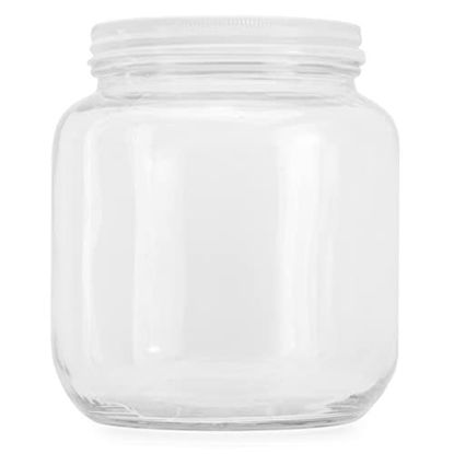 Picture of 64oz Clear Wide-mouth Glass Jar, BPA free Food Grade w/Metal Lid (Half Gallon); 2 Quart Jar to Make Greek Yogurt/Kefir or Pickles