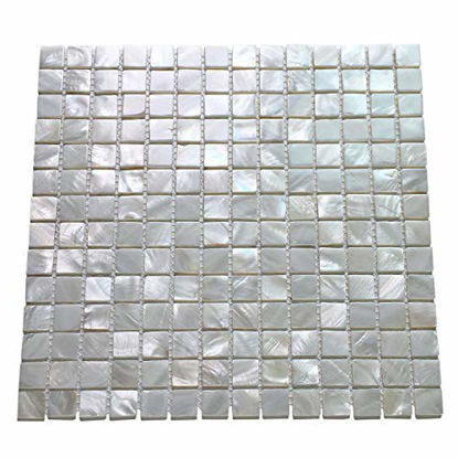 Picture of Art3d Oyster Mother of Pearl Square Shell Mosaic Tile for Kitchen Backsplashes, Bathroom Walls, Spas, Pools 12" X 12" Pack of 6