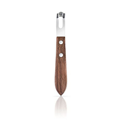 Picture of Viski Channel Knife, Cocktail Garnish Citrus Zester, Walnut Wood & Stainless Steel Bar Tool with Rivets, Set of 1, Brown