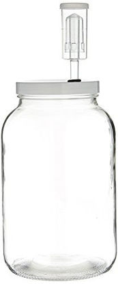 Picture of FastRack - One Gal Wide Mouth Jar with Lid and Airlock, Large Glass Jar with Fermentation Lid, 1 Gallon Glass Jar with Lid and Econolock Airlock, One Gallon Jar with Fermentation Airlock