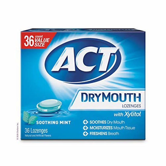 Picture of ACT Dry Mouth Lozenges With Xylitol, Soothing Mint, 36 Count (Packaging may vary)