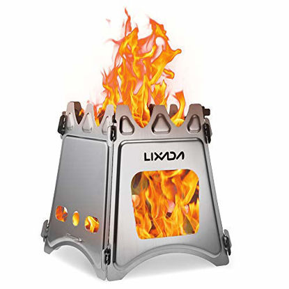 Picture of Lixada Camping Wood Stove Folding Lightweight Stainless Steel Wood Burning Backpacking Stove for Outdoor Cooking Picnic Hunting