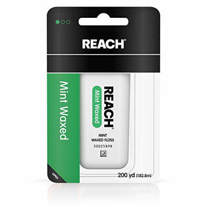 Picture of Reach Waxed Dental Floss for Plaque and Food Removal, Refreshing Mint Flavor, 200 Yards, 1 Count