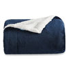 Picture of Bedsure Sherpa Fleece Throw Blanket for Couch - Navy Blue Thick Fuzzy Warm Soft Blankets and Throws for Sofa, 50x60 Inches