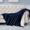 Picture of Bedsure Sherpa Fleece Throw Blanket for Couch - Navy Blue Thick Fuzzy Warm Soft Blankets and Throws for Sofa, 50x60 Inches