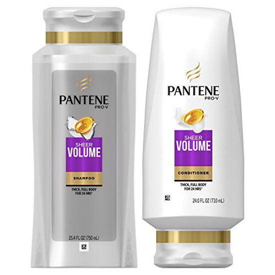 Picture of Pantene Volumizing Shampoo and Sulfate Free Conditioner for Fine Hair, Sheer Volume, 25.4 Fl Oz (Pack of 2)