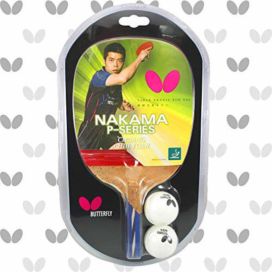 Picture of Butterfly Nakama P7 Japanese Penhold Table Tennis Racket - Great First Racket for Japanese Penhold Style of Play - Nakama Series - Includes 2 40+ Balls - Recommended for Beginning Level Players