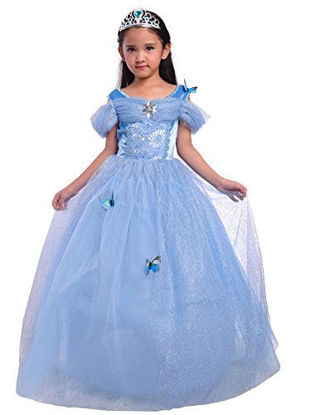 Picture of Dressy Daisy Girls' Princess Dress Costume Christmas Halloween Fancy Dresses Up Butterfly Size 5-6 Blue