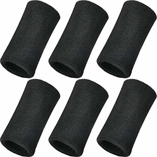 Picture of WILLBOND 6 Inch Wrist Sweatband Sport Wristbands Elastic Athletic Wrist Bands for Sports (Black)