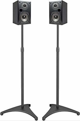 Picture of PERLESMITH Speaker Stands Extend 30-44 Inch with Cable Management, Hold Satellite, Small Bookshelf & Bluetooth Speakers up to 8lbs(i.e. Polk, JBL, Sony & Samsung) -1 Pair