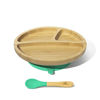 Picture of Avanchy Bamboo Suction Toddler Plate & Spoon - 9 Months and Older - Silicon Suction - Stay Put Plate - 8.5" x 2.5" (Green)