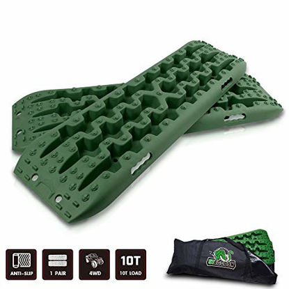 Picture of STEGODON New Recovery Traction Tracks with Bag(Set of 2), Recovery Traction Mats Sand Snow Mud Track Off Road Tire Ladder 4WDOlive