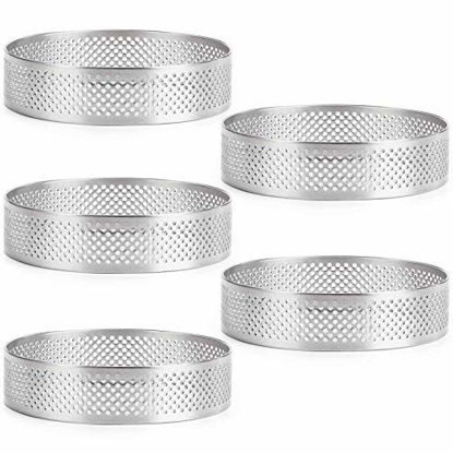 Picture of FANGSUN Set of 5 Round Tart Ring, Stainless Steel Heat-Resistant Perforated Cake Mousse Ring